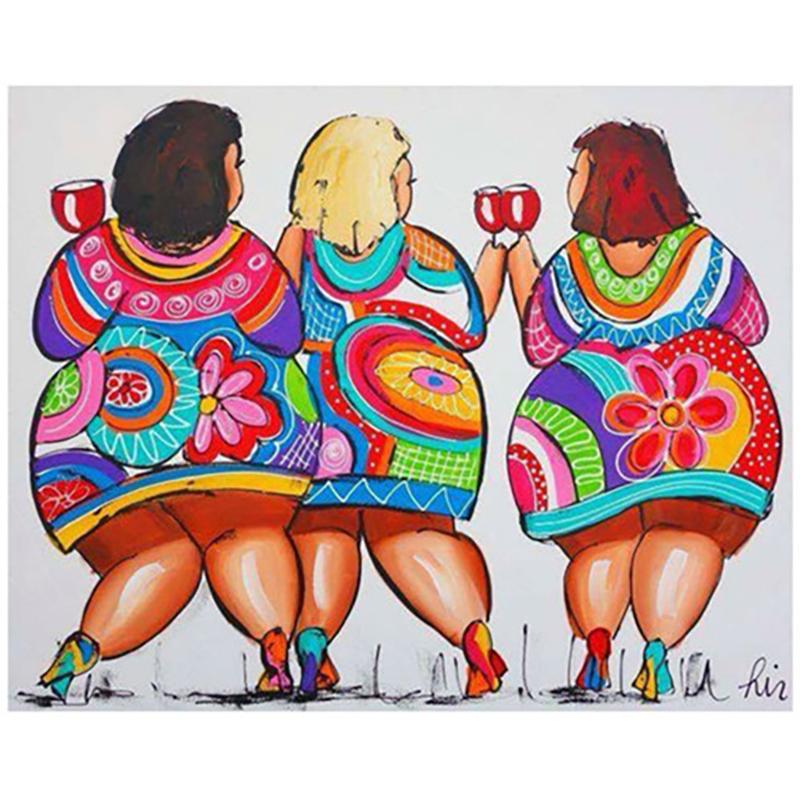 Полный круглый бриллиант 5D DIY сексуальная женская алмазная живопись мультфильм толстая леди Алмазная вышивка крестиком мозаика домашний декор