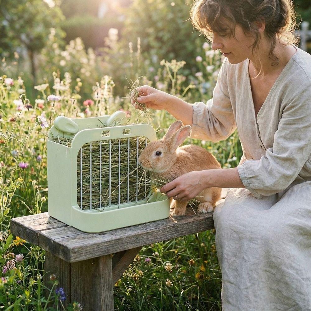Wall Hanging Rabbit Hay Rack Chew Proof Pet Food Dispenser Practical Grass Rack Indoor Rabbit Cage