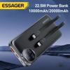 Essager 22.5W Power Bank 20000mAh с двумя встроенными кабелями Портативное зарядное устройство для iPhone 15 Pro Max, зарядка 4 устройств одновременно
