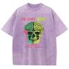 Women's Wash T-Shirt Skull Brain Print Summer Selling Cotton Oversized Half Sleeve Fashion Vintage Street Top Student Tees