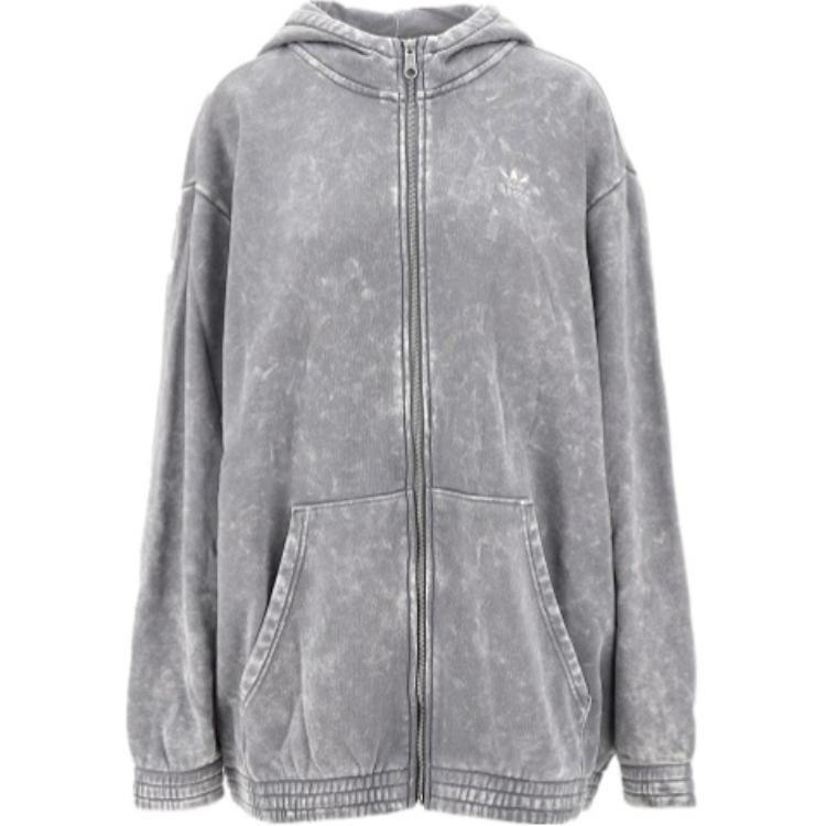 adidas Оригинальные джинсовые куртки и пальто с кислотной стиркой для женщин, серые IY8039