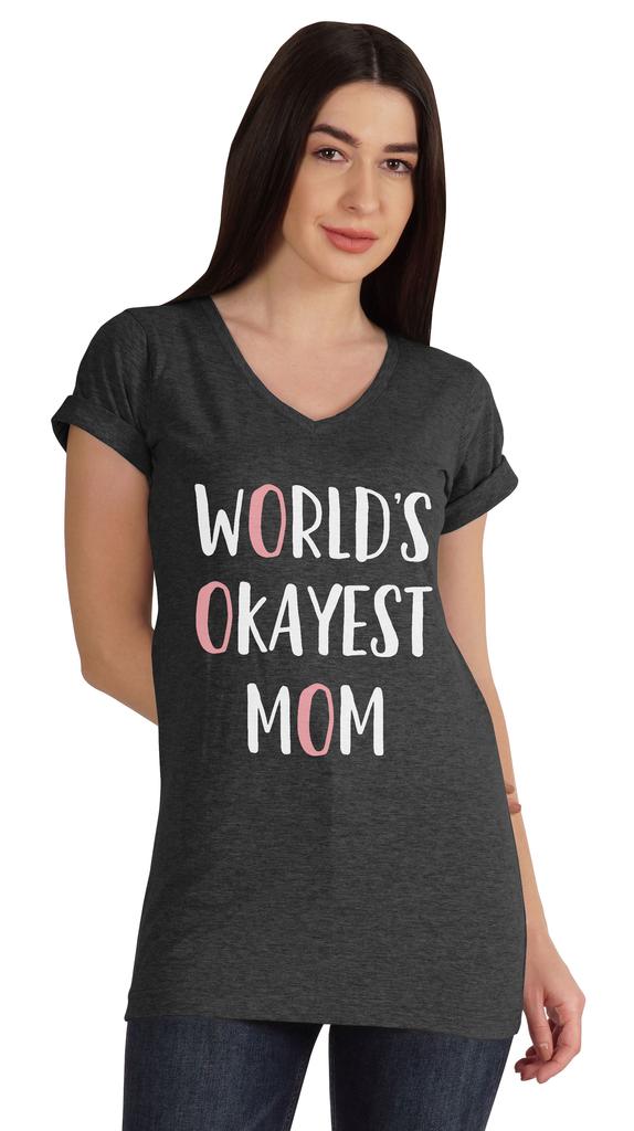 Inkmeso World  S Okayest Mom Graphic Tshirt Short Sleeve Mother  S Day Gift