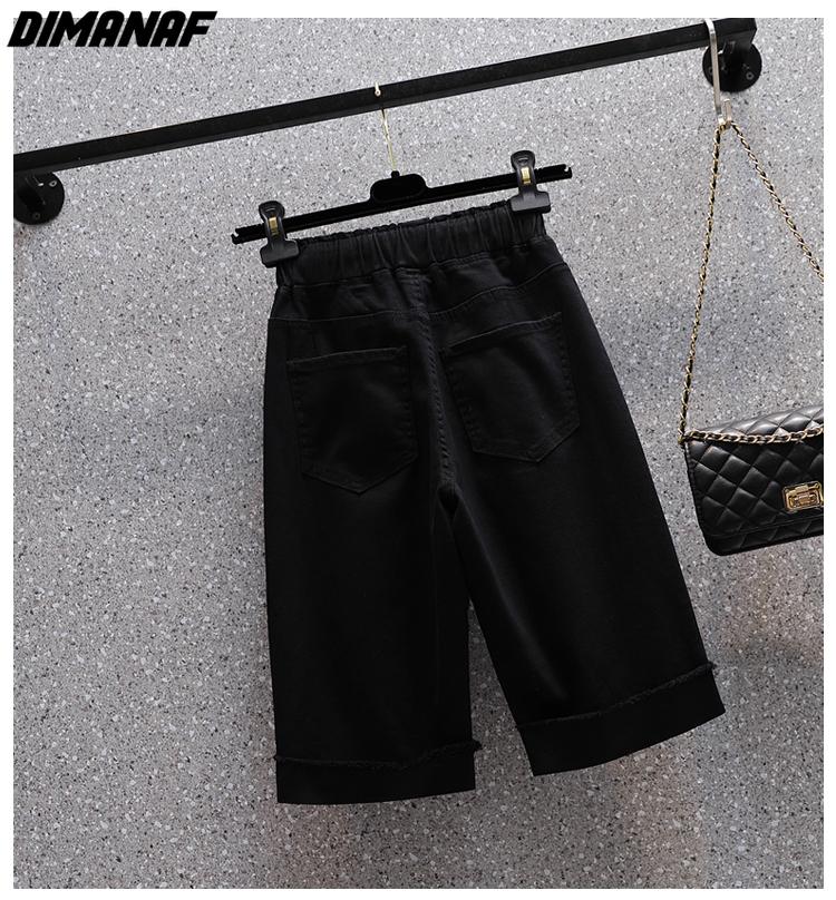 DIMANAF Летние женские брюки больших размеров Короткие джинсы с эластичной резинкой на талии Джинсовые дырки Модные свободные брюки большого размера Шорты