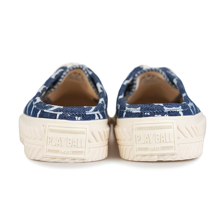 MLB Playball Mule Mono Denim Mules Slip Resistant Abrasion Resistant Low top Canvas Shoes Unisex Denim Dark Blue 32SHSD111-50N