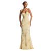 Женское strapless вышитое цветочное облегающее длинное платье Желтое вечернее платье