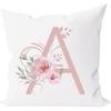 Подушки с алфавитом А, 18" X 18" Розовые цветочные наволочки с монограммой - Наволочки с буквой А - Наволочка с инициалом - Мягкая квадратная подушка