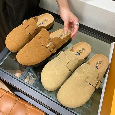 Мода 2025 Домашние пробковые тапочки Женские сабо Сандалии Толстая подошва Балетки Мюли Закрытый носок Пляжные шлепанцы Mujer Pantuflas Женские шлепанцы