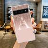 Чехол для телефона Google Pixel 9 8 7 Pro 8A 7A 6A 6 Pro XL 5 4 5A 4A 3A 5G, прозрачный, с розовой блестящей буквой M, из мягкого ТПУ