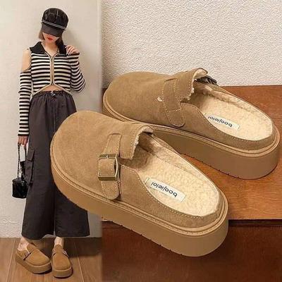 Ленивые тапочки на платформе, женские, осень 2025, новые, с увеличением высоты, для улицы, на одном педале, повседневная юбка, обувь Бокен