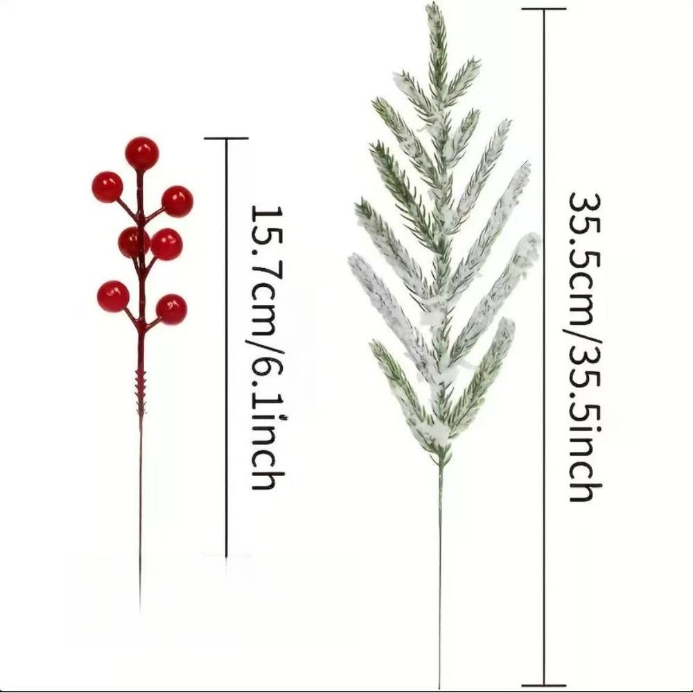 Artificial Norfolk Pine Branch Holiday Vase with 20 Pine Branches and 10 Red Berry Stems DIY Wreath Christmas Decoration