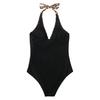 Women Sexy Monokini Halter Sleeveless One Piece Swimsuit Patchwork Color Backless Tummy Control High Waisted Bathing Suit