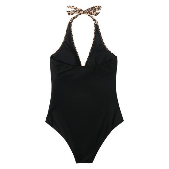 Women Sexy Monokini Halter Sleeveless One Piece Swimsuit Patchwork Color Backless Tummy Control High Waisted Bathing Suit