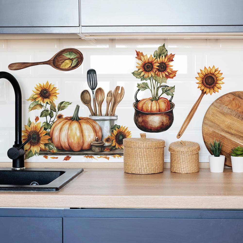 Оптовая продажа расписной посуды с подсолнухами для кухни, наклеек для украшения стен кухни и столовой