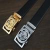 Men High Quality Belt Gold Wolf Head Buckle Girdle Casual Waist Strap Men's Leather Belt