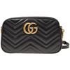 Gucci Черная кожаная сумка через плечо GG Marmont с стежкой «шеврон» для женщин, для повседневного использования