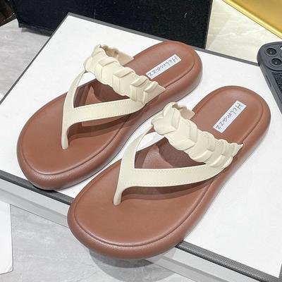Модные женские модные шлепанцы на платформе Летние новые шлепанцы с круглым носком Мягкая подошва Противоскользящие Износостойкие Сандалии на низком каблуке