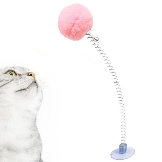 Пружинная приманка для кошек с плюшевым шариком на присоске, нижняя палочка, игрушечная палочка для кошек с