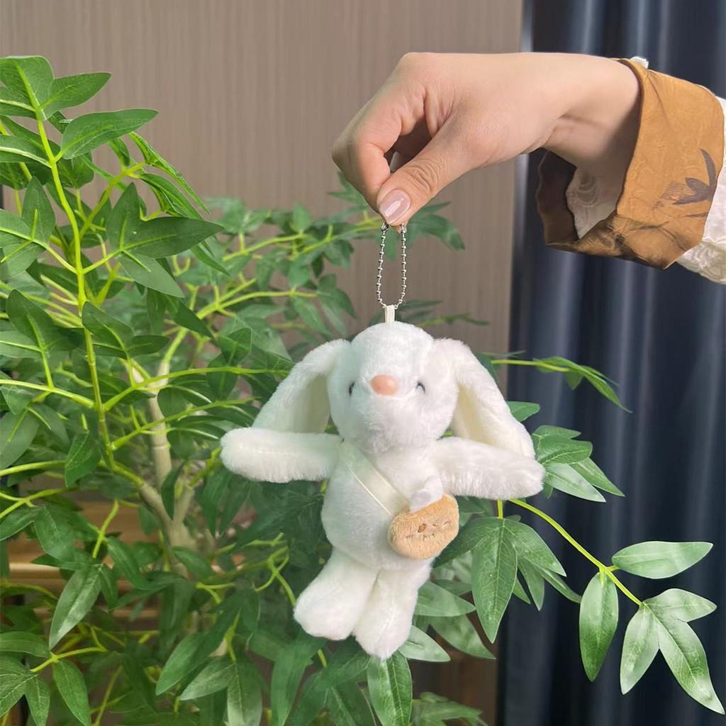 Longeared Delightful Bunny Plush Toy In Pink White And Brown For Keychain Stylish