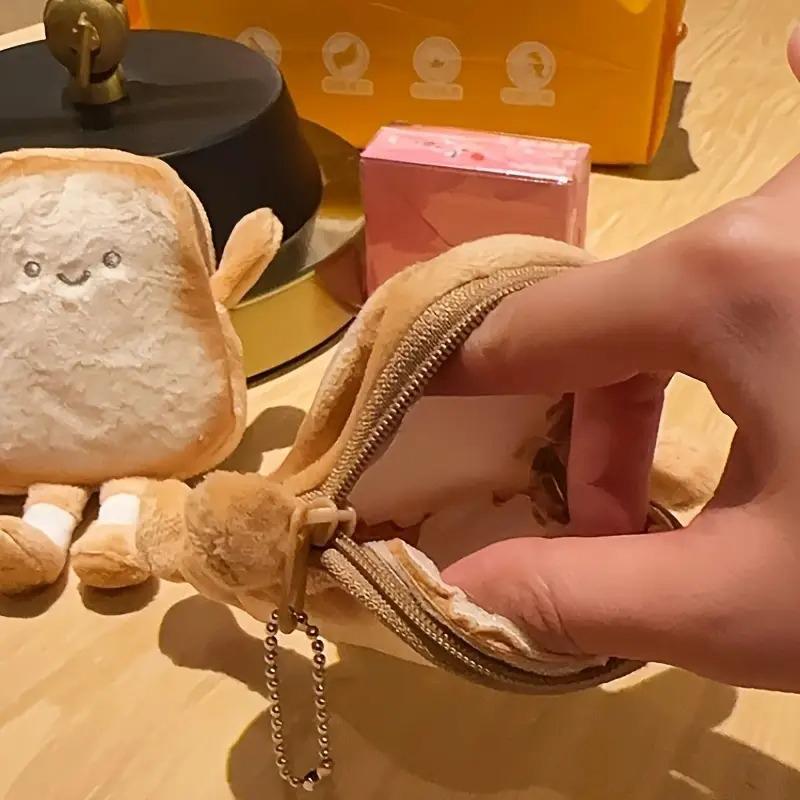 Женский кошелек для монет с подвеской Ins Style Toast Cute Expression Маленький кошелек Корейская плюшевая сумка для хранения Креативный японский
