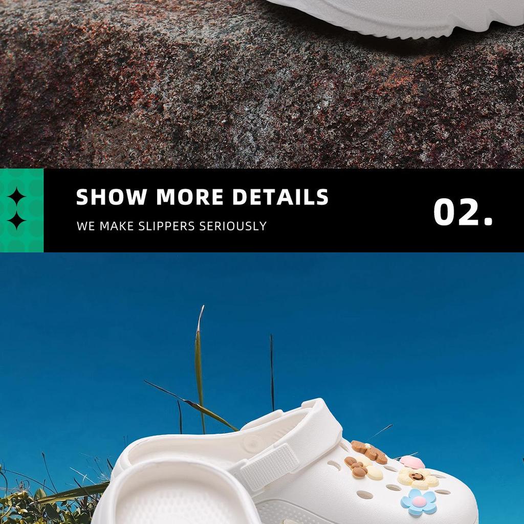 Женские пляжные туфли на толстой подошве с противоскользящим эффектом 2024: Закрытый носок, Дизайн с отверстиями, Полушлепанцы для летней уличной носки.