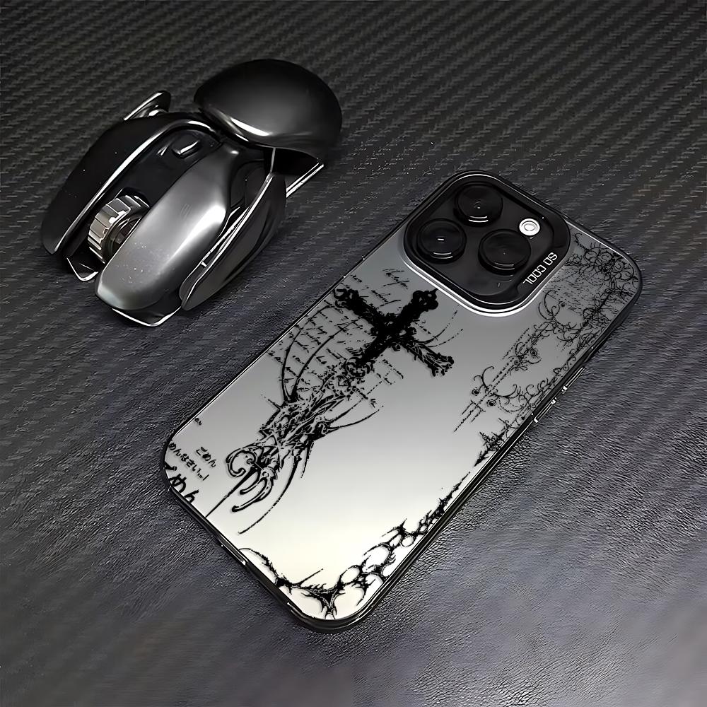 Чехол для телефона для iPhone 17 16e 16 15 14 13 12 11 mini Pro Max X XR 8 7 Air Plus Противоударный Матовая задняя панель Крутой темный готический крест