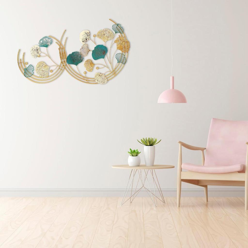 Metal Leaf Round Pattern Abstract Wal Art for Living Room Decorative Wall Sculpture for Home Décor