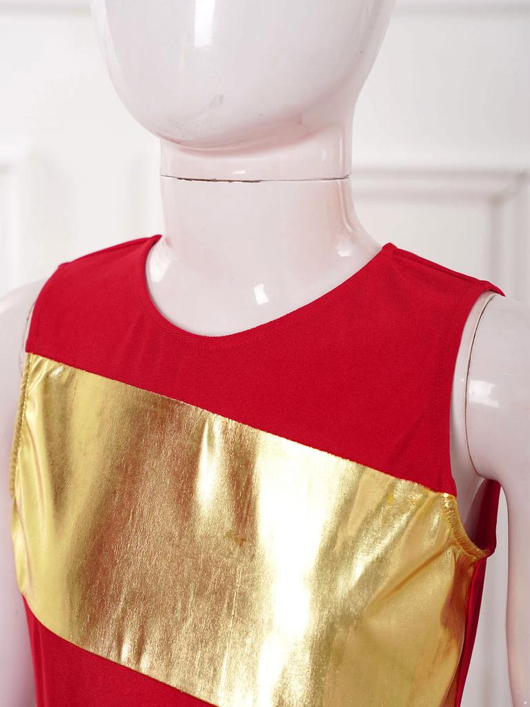 Girls Worship Liturgical Celebration Costume Color Block Sleeveless Asymmetric Hem Lyrical Dance Dress