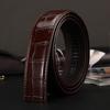 Men's Genuine Leather Crocodile Pattern Belt with Automatic Buckle - Business Style