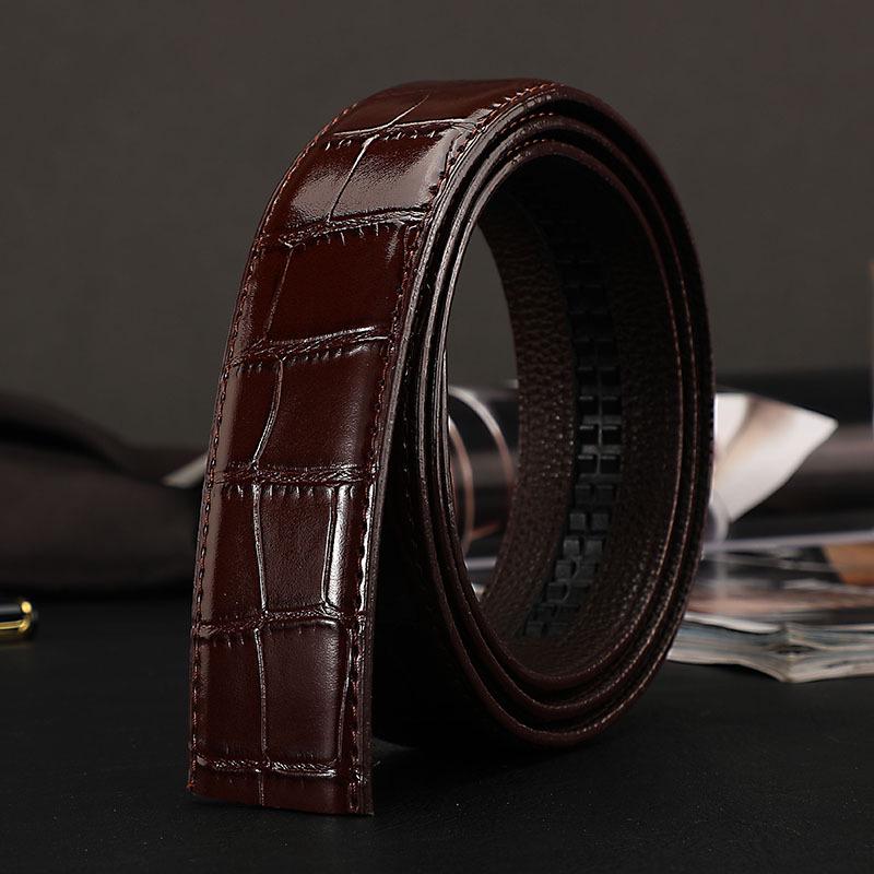 Men's Genuine Leather Crocodile Pattern Belt with Automatic Buckle - Business Style