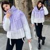 2025 New Gradual Change of Color Cotton-padded Clothes Women's American Cotton-padded Jacket Student Hooded Cotton-padded Clothes Winter Jacket