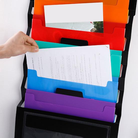 Папка-органайзер для хранения файлов с 6 большими карманами, портативная складная настенная папка, экономящая место