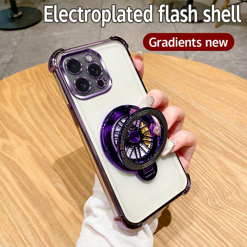 Glitter Shockproof Plating Gyro Bracket Phone Holder Case For Motorola Moto G05 G24 G14 G34 G04 G84 G54 E14 E15 G53 Stand Cover