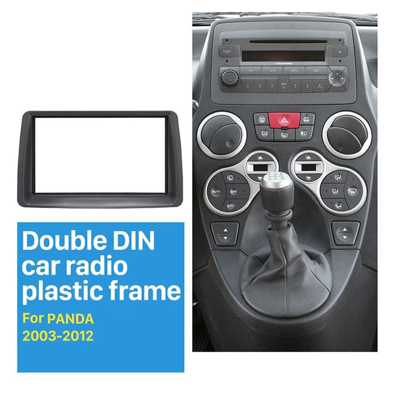 A82E-7 Inch 2 Din Car Stereo Radio Fascia Audio MP5 Installation Dash Adapter Frame Panel For 2003-2012 FIAT PANDA