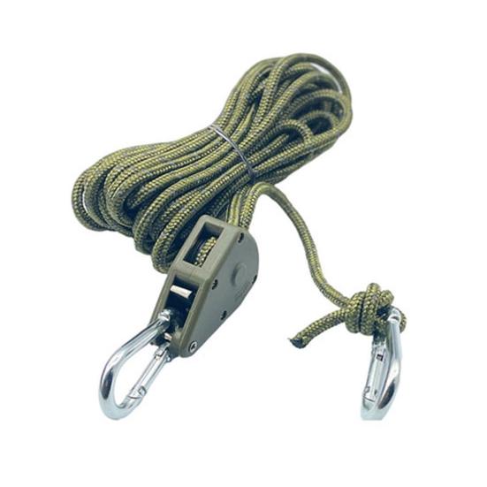 1 Набор Натяжитель веревки с роликом и шнуром 4/5 м, сверхпрочный, для наружного использования, для бэкпэкинга, туризма, катания на лодках, кемпинга, Регулятор-затяжитель оттяжной веревки