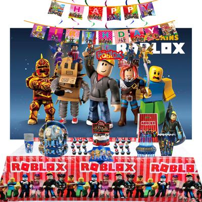 Украшения для дня рождения Roblox Принадлежности Праздник Одноразовая скатерть Стакан Тарелка Баннер для детского душа Гирлянда Бумажный набор Развлекательный Игра Безопасность 2