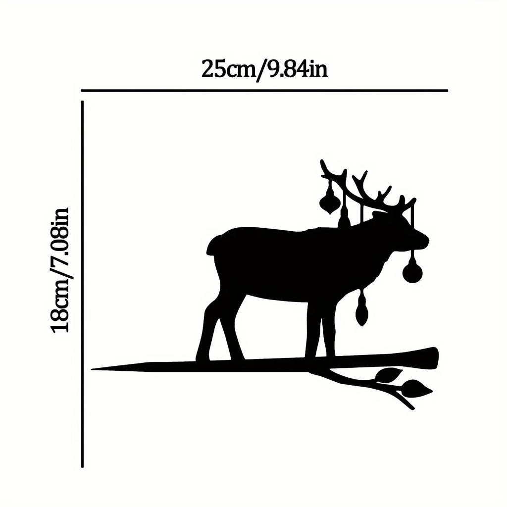 Рождественский олень на ветке, металлический силуэт, настенный декор для дома, сада, двора, патио и уличного украшения
