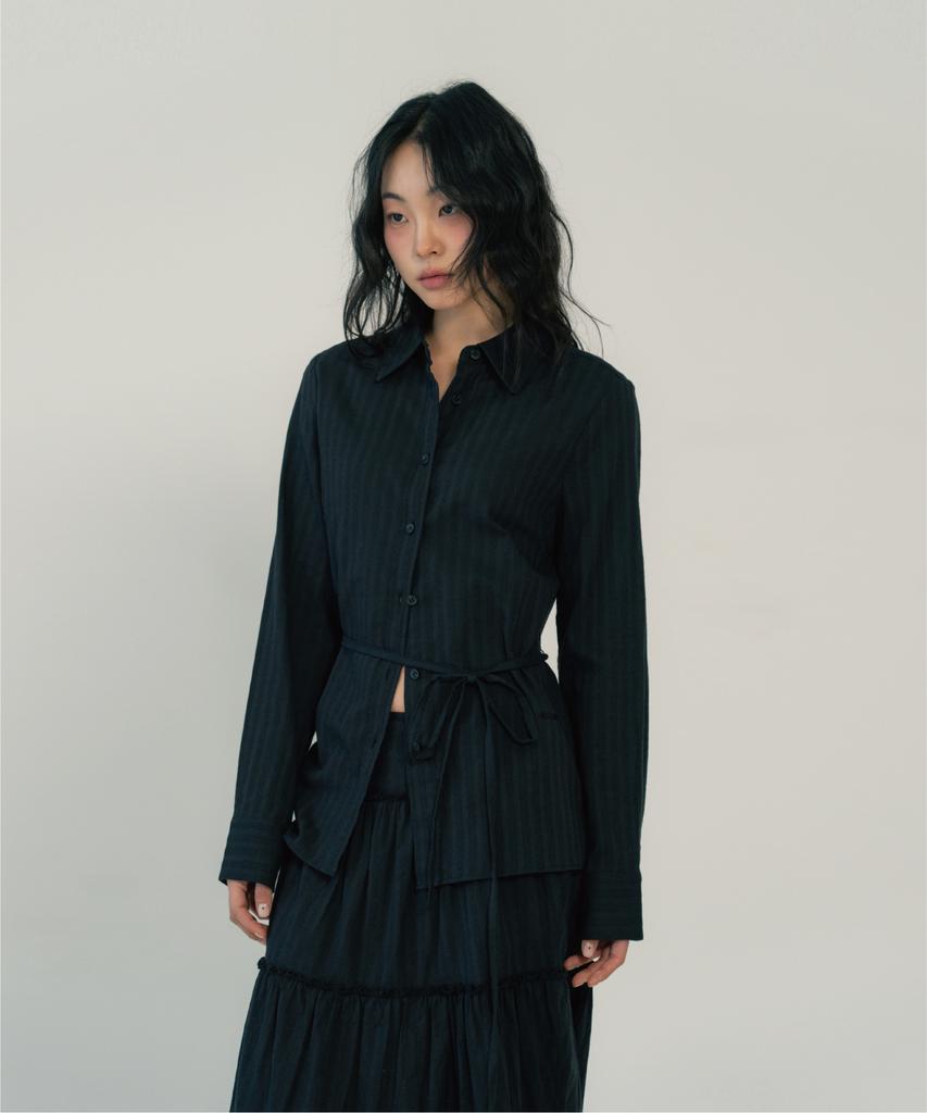ZIZEMUSEUM Regular Fit Belt Shirts (Black)