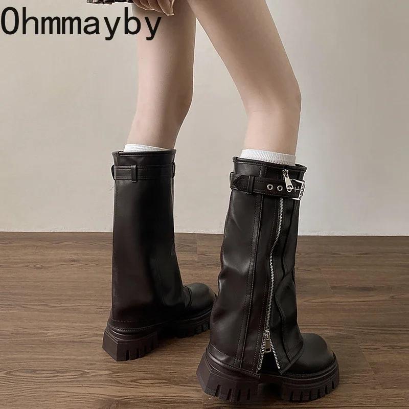 Chunky Knee High Boots Women Fashion Ladies Side Zippers Knight Long Boots  New Autumn Winter Women's Shoes