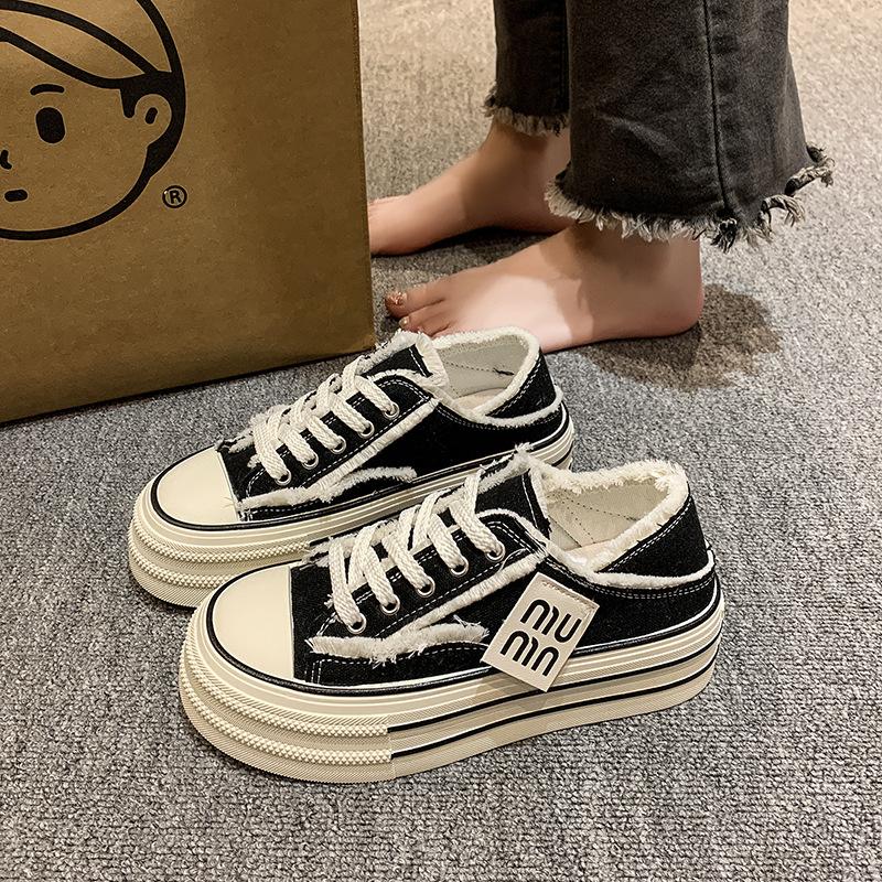 Баотоу кеды женские летние для улицы студенческие универсальные парусиновые туфли без каблука ленивые кеды платформа инс нищий