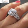 Luxury Engagement/Wedding Finger Rings for Women Silver Color Micro Paved Shiny Cubic Zirconia Classic Eternity Jewelry