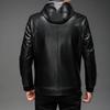 Кожаная куртка мужская осень и зима новая мужская флисовая утолщенная кожаная куртка с капюшоном мужская куртка модная повседневная кожаная куртка