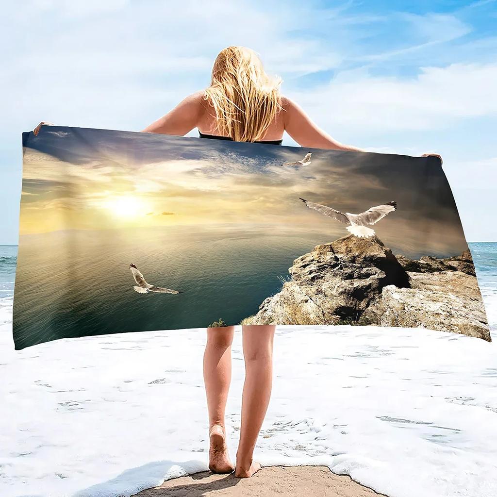 Seagull Beach Towel,Microfiber Beach Towel Fast Drying,Sand Free Beach Towel Super Lightweight Towels For Swimming Pool,Camping