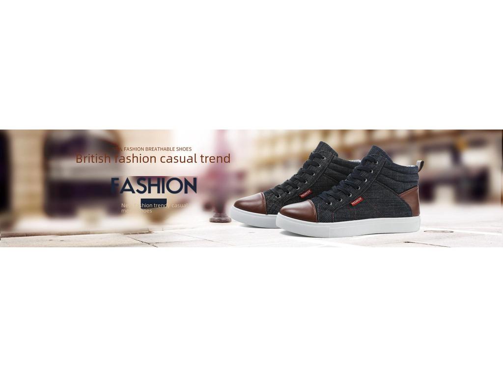 2024 Classic Korean Denim High-Top Men's Trendy Sneakers - Large Size Canvas Casual Shoes