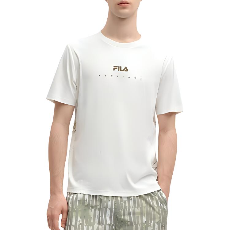 Fila Футболки Мужские Облачно-белый WT С круглым вырезом Умеренный прямой крой F11M418107F-WT