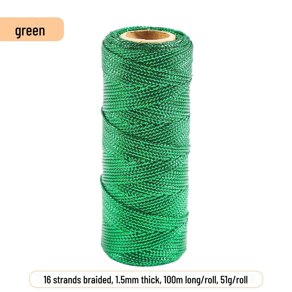 Золотая и серебряная веревка толщиной 1,5 мм для упаковки подарков и связывания букетов, 16 прядей