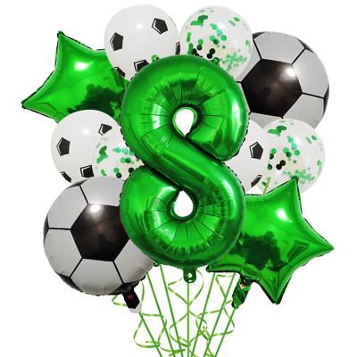 1 комплект, шарики из гелиевой фольги, футбольные шары, украшения для дня рождения, для мальчиков, 32 дюйма, зеленый мяч с цифрами, футбольные спортивные товары