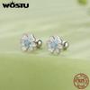 WOSTU Настоящее серебро 925 пробы, синие и розовые серьги-гвоздики с постепенной эмалью и цветком для девочек, ювелирные изделия, подарок