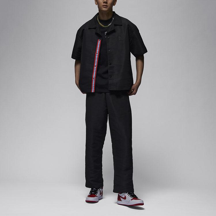 Jordan X Trophy Room Collaboration SS24 однотонная дышащая легкая трикотажная рубашка с коротким рукавом на пуговицах мужские рубашки черного цвета FQ3847-010