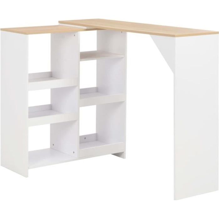 VidaXL Bar Table with Removable Shelf White 138 X 40 X 120 Cm