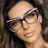 Square Patterned Eyeglass Frame  New Personalized Flat Mirror Fashion Large Frame Plain Color Trendy Eyeglass Retro Eyewear